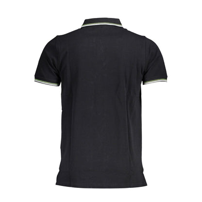 Norway 1963 Black Cotton Men Polo Shirt with contrasting details, back view.