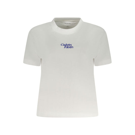 Calvin Klein White Cotton Women T-Shirt with logo print and crew neck