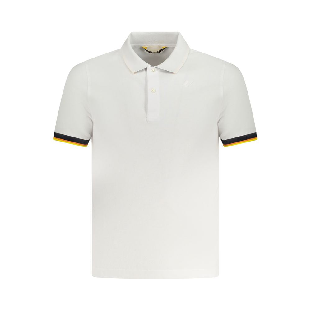 K-WAY White Cotton Polo Shirt with short sleeves, 2 buttons, contrasting details, and logo application.