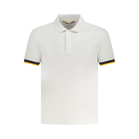 K-WAY White Cotton Polo Shirt with short sleeves, two buttons, contrasting details, and logo application.