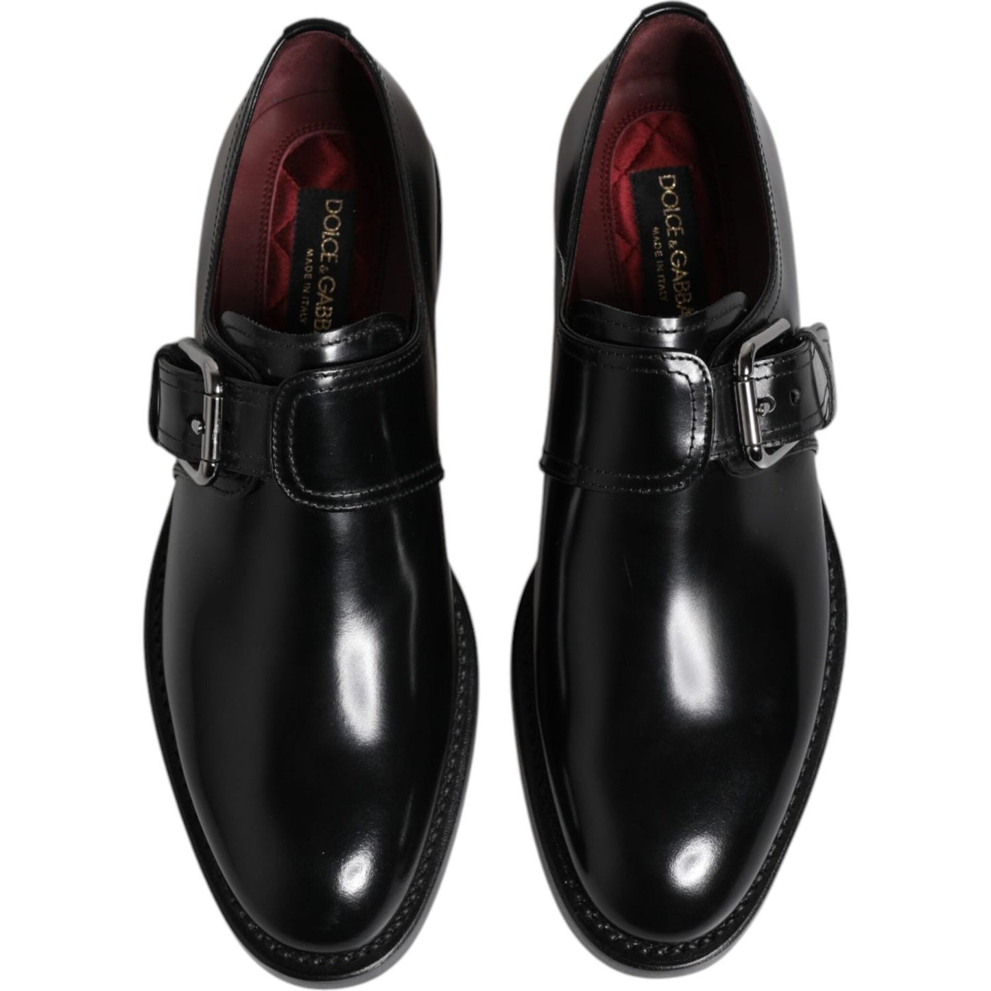 Dolce & Gabbana Black Leather Monk Strap Derby Formal Shoes MV7358-40
