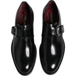 Dolce & Gabbana Black Leather Monk Strap Derby Formal Shoes MV7358-40