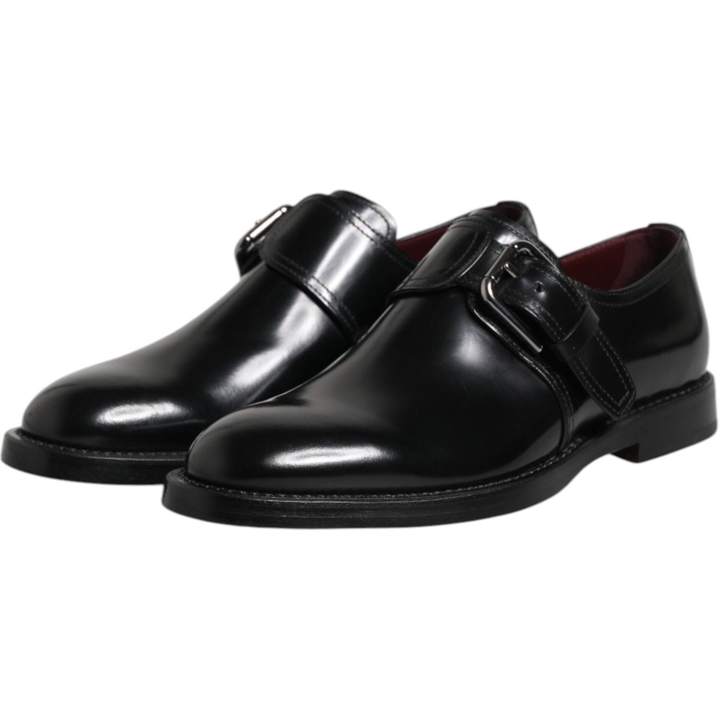 Dolce & Gabbana Black Leather Monk Strap Derby Formal Shoes MV7358-40