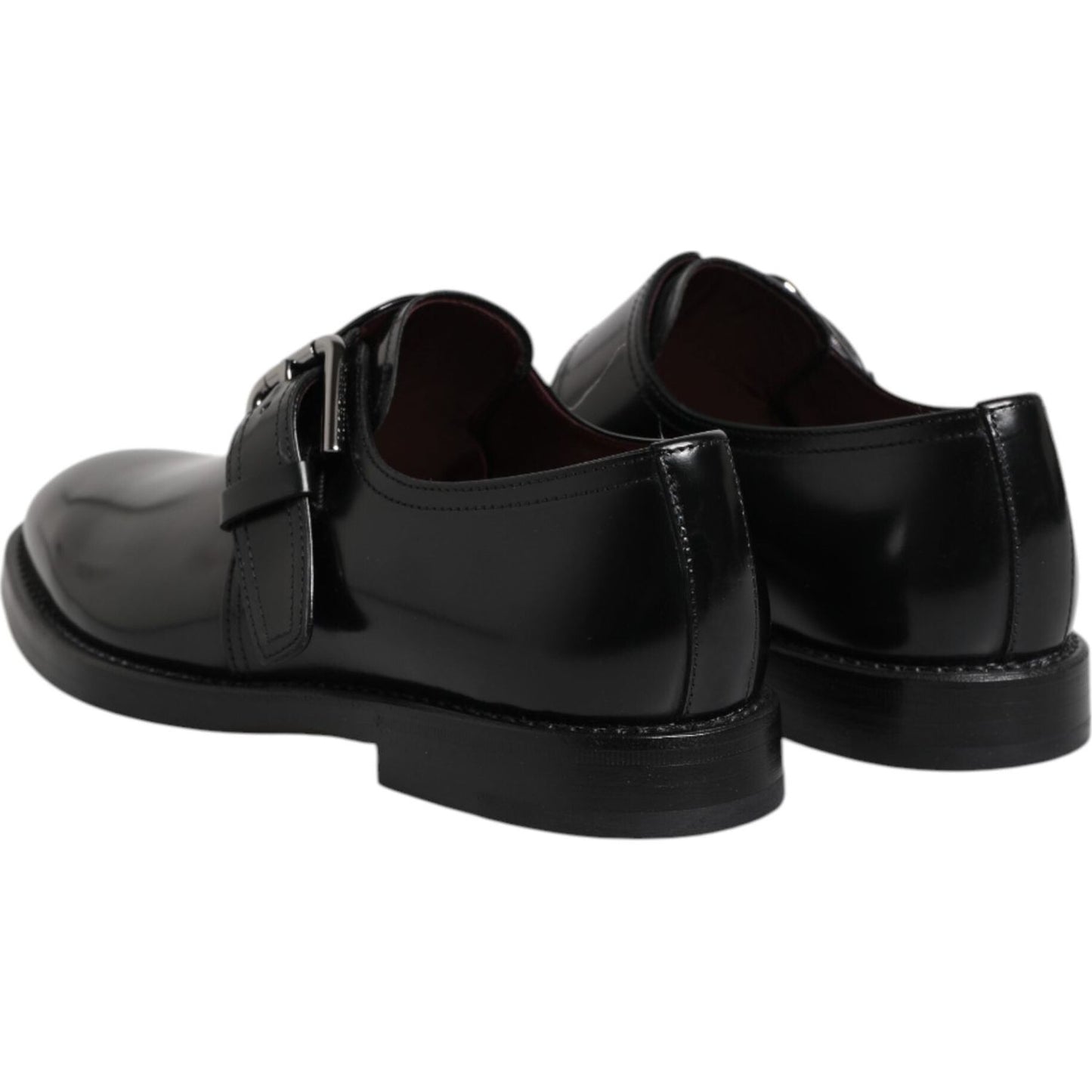 Dolce & Gabbana Black Leather Monk Strap Derby Formal Shoes MV7358-40