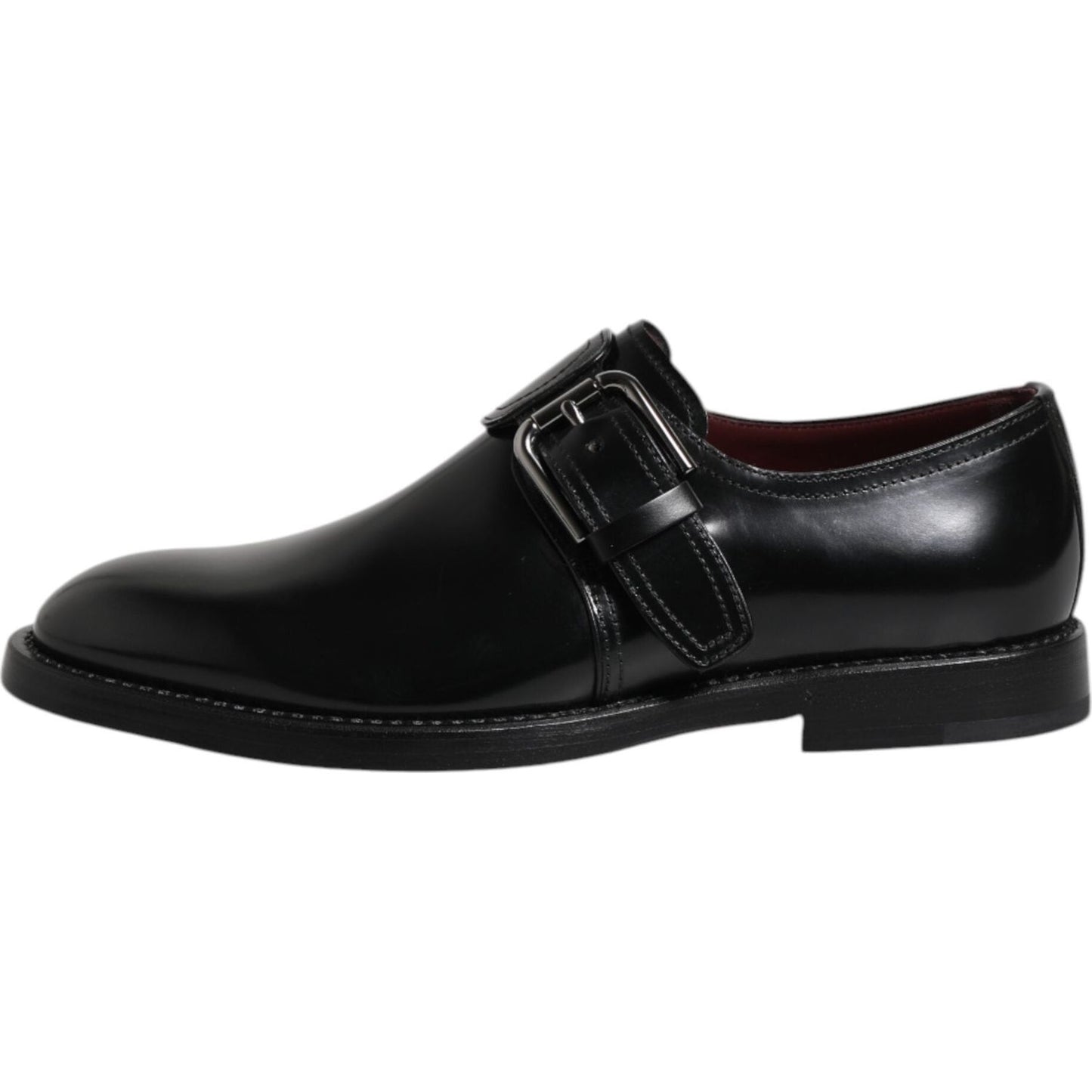 Dolce & Gabbana Black Leather Monk Strap Derby Formal Shoes MV7358-40