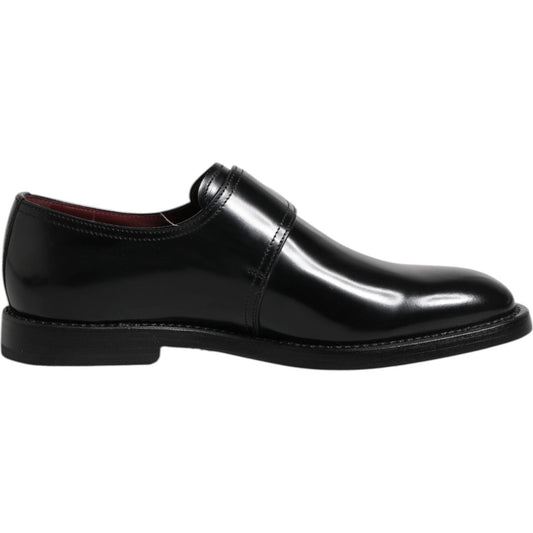 Dolce & Gabbana Black Leather Monk Strap Derby Formal Shoes MV7358-40