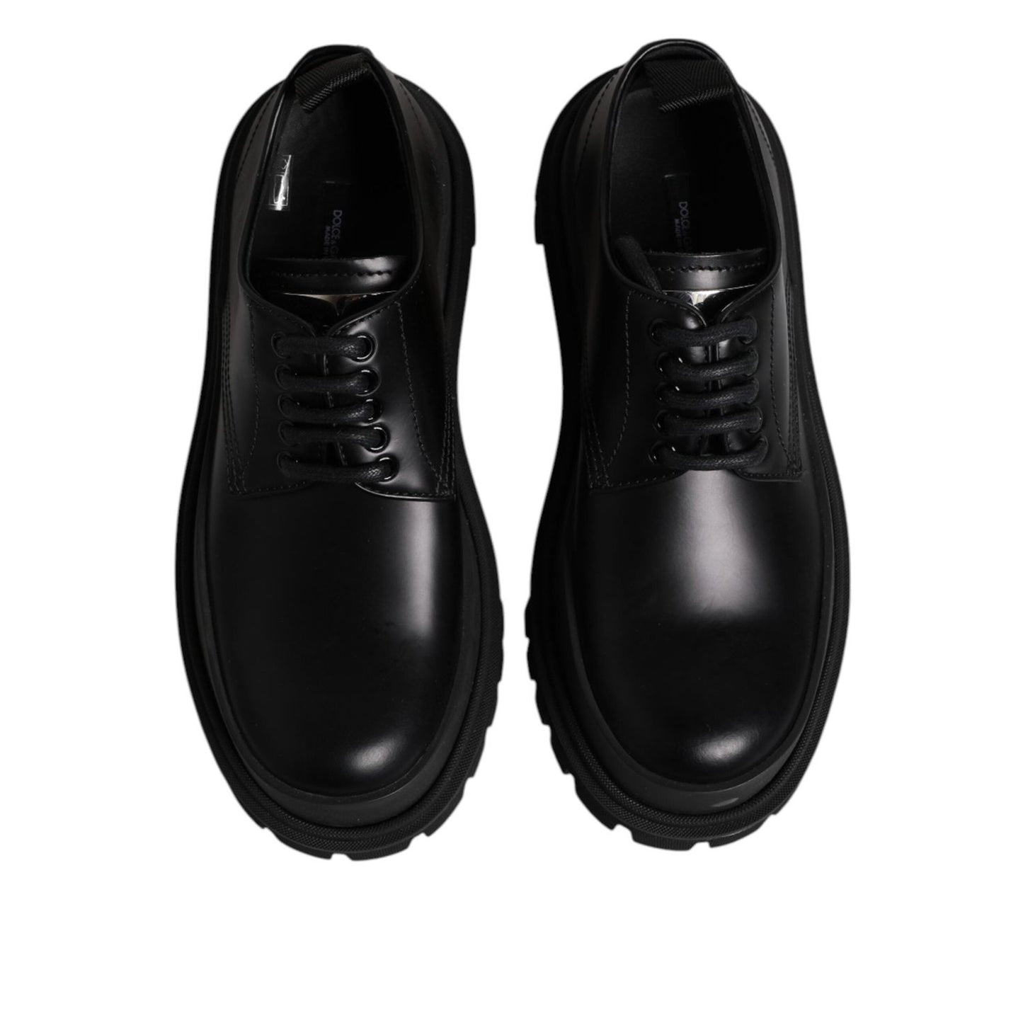Dolce & Gabbana Black Leather Lace Up Derby Men Dress Shoes