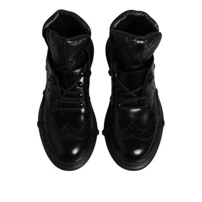 Dolce & Gabbana Black Leather Casual Mens Ankle Boots Shoes