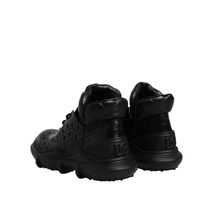 Dolce & Gabbana Black Leather Casual Mens Ankle Boots Shoes