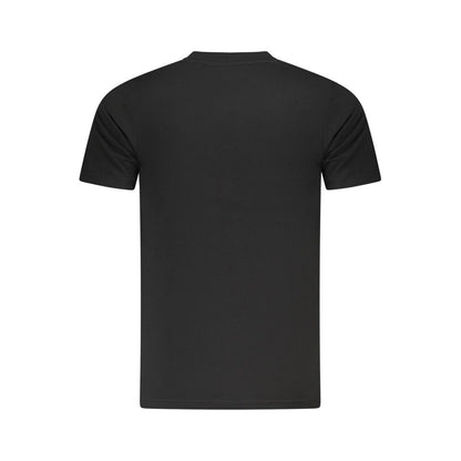 Back view of Cavalli Class Black Cotton Men T-Shirt with short sleeves and classic design, showcasing premium cotton fabric.