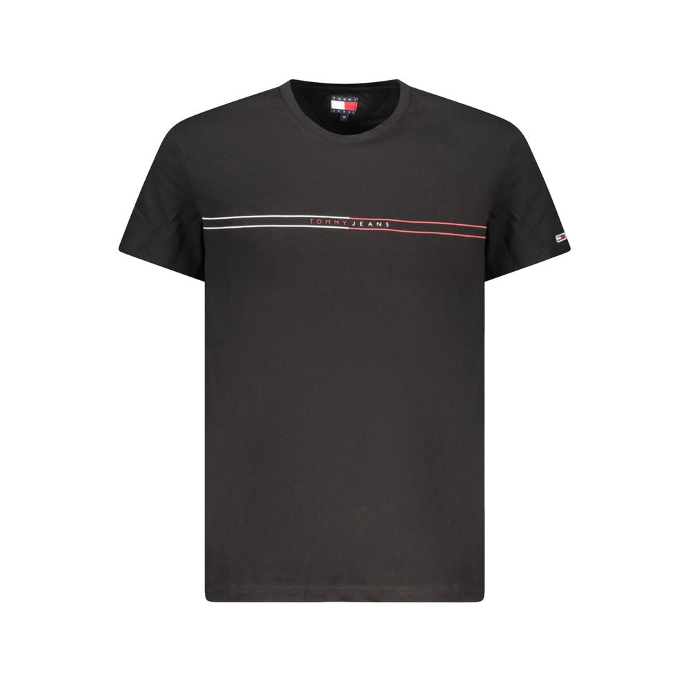 Tommy Hilfiger Black Cotton Men T-Shirt with logo, eco-friendly fashion, classic black design