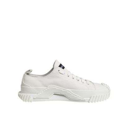 Dolce & Gabbana White Logo Print Lace Up Low Top Sneakers Shoes