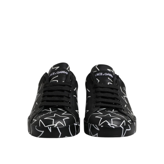 Dolce & Gabbana Black White Stars Low Top Men Sneakers Shoes