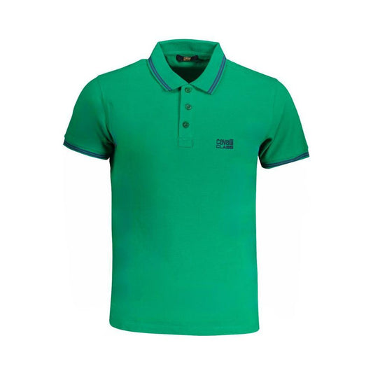 Cavalli Class Green Cotton Polo Shirt CA-31313-M