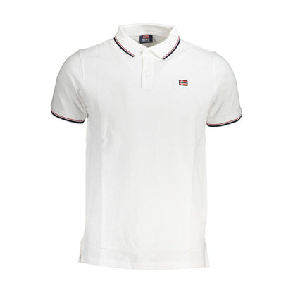 Norway 1963 White Cotton Men Polo Shirt with short sleeves and sleek logo, perfect for casual and upscale events.
