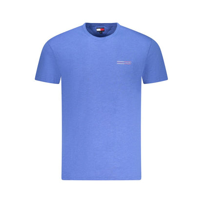 Tommy Hilfiger Blue Cotton Men T-Shirt, short sleeve, eco-friendly 95% cotton, featuring iconic logo, classic American style