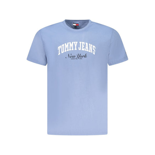 Tommy Hilfiger Blue Cotton Men T-Shirt with logo, short sleeve, crew neck design.
