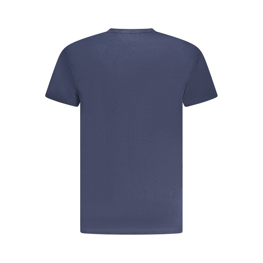 Back view of Tommy Hilfiger Blue Cotton Men T-Shirt showing short sleeves and crew neck design.