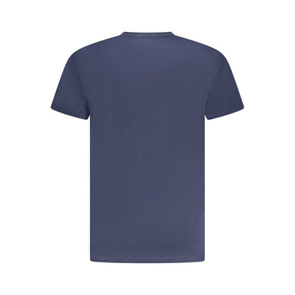 Back view of Tommy Hilfiger Blue Cotton Men T-Shirt showing short sleeves and crew neck design.