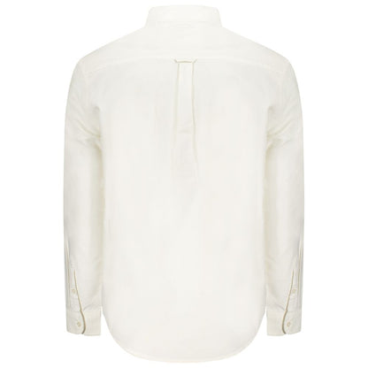 Tommy Hilfiger White Cotton Men Shirt - Back view of long sleeve shirt with button cuffs and elegant design.