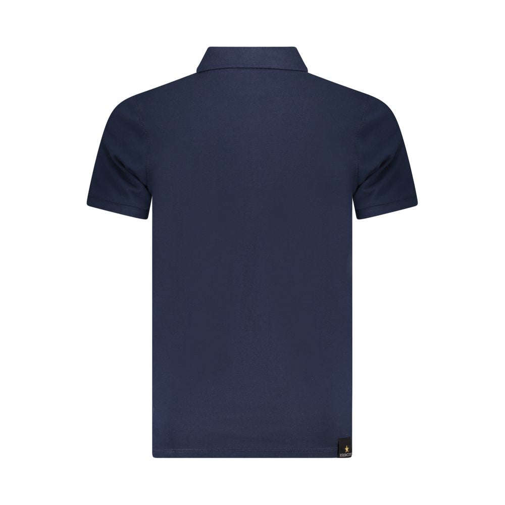 Accademia Militare Blue Cotton Polo Shirt with short sleeves, 3 buttons, eagle ball print, and logo.