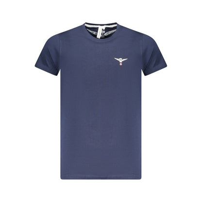 Accademia Militare Blue Cotton T-Shirt with eagle logo, short sleeves, and crew neck design.