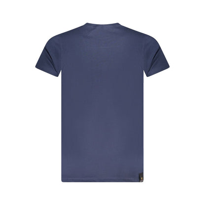 Accademia Militare Blue Cotton T-Shirt with short sleeves and crew neck, featuring eagle ball print and logo design