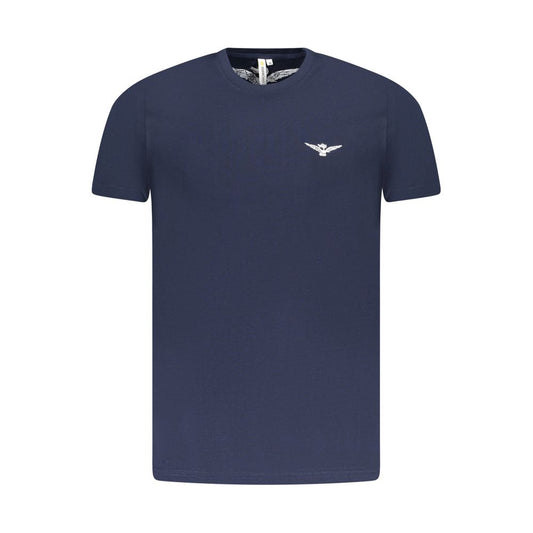 Accademia Militare Blue Cotton T-Shirt with eagle print, short sleeves, and crew neck, featuring logo design.