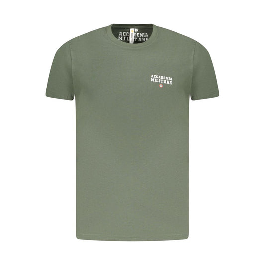 Accademia Militare Green Cotton T-Shirt with crew neck and small academy logo design.