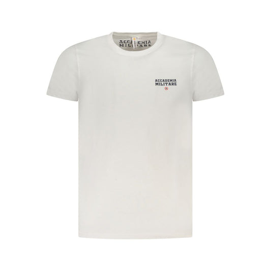 Accademia Militare White Cotton T-Shirt with crew neck, short sleeves, and logo print