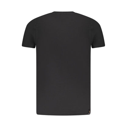 Back view of Accademia Militare Black Cotton T-Shirt, short sleeve, crew neck, with logo print.