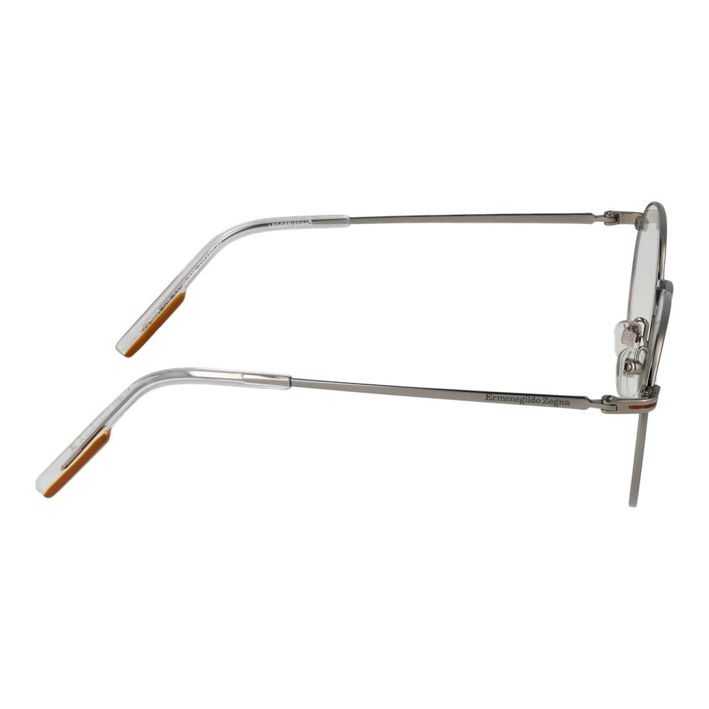 Side view of Ermenegildo Zegna Gray Men Glasses Frame in full-rim titanium with demo lenses and a minimalist design.