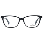 Max Mara Black Women Glasses Frame, full-rim black plastic frame with demo lenses, includes branded case, size 54-15-140, rectangle style.