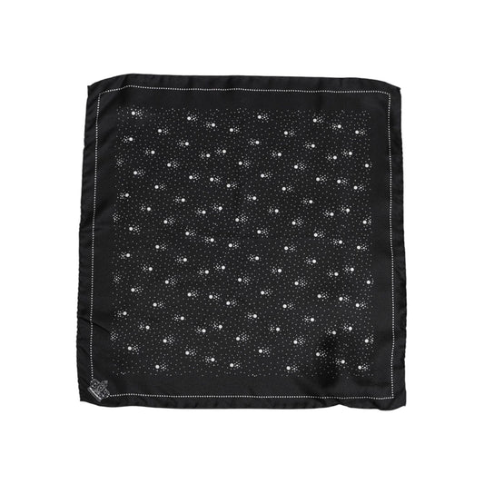 Dolce & Gabbana Black White Printed Square Men Foulard Scarf MS7224