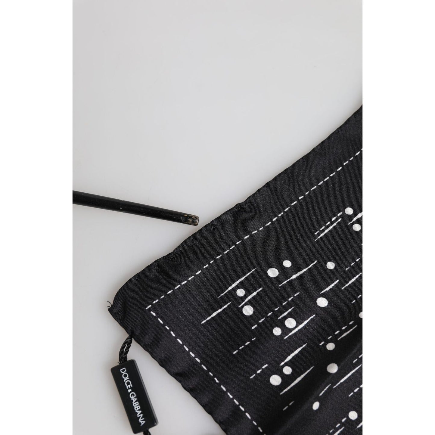 Dolce & Gabbana Black White Printed Square Men Foulard Scarf MS7225