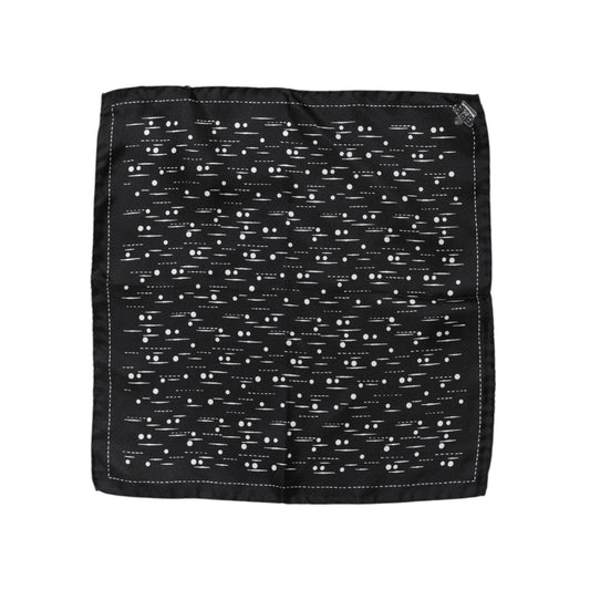 Dolce & Gabbana Black White Printed Square Men Foulard Scarf MS7226