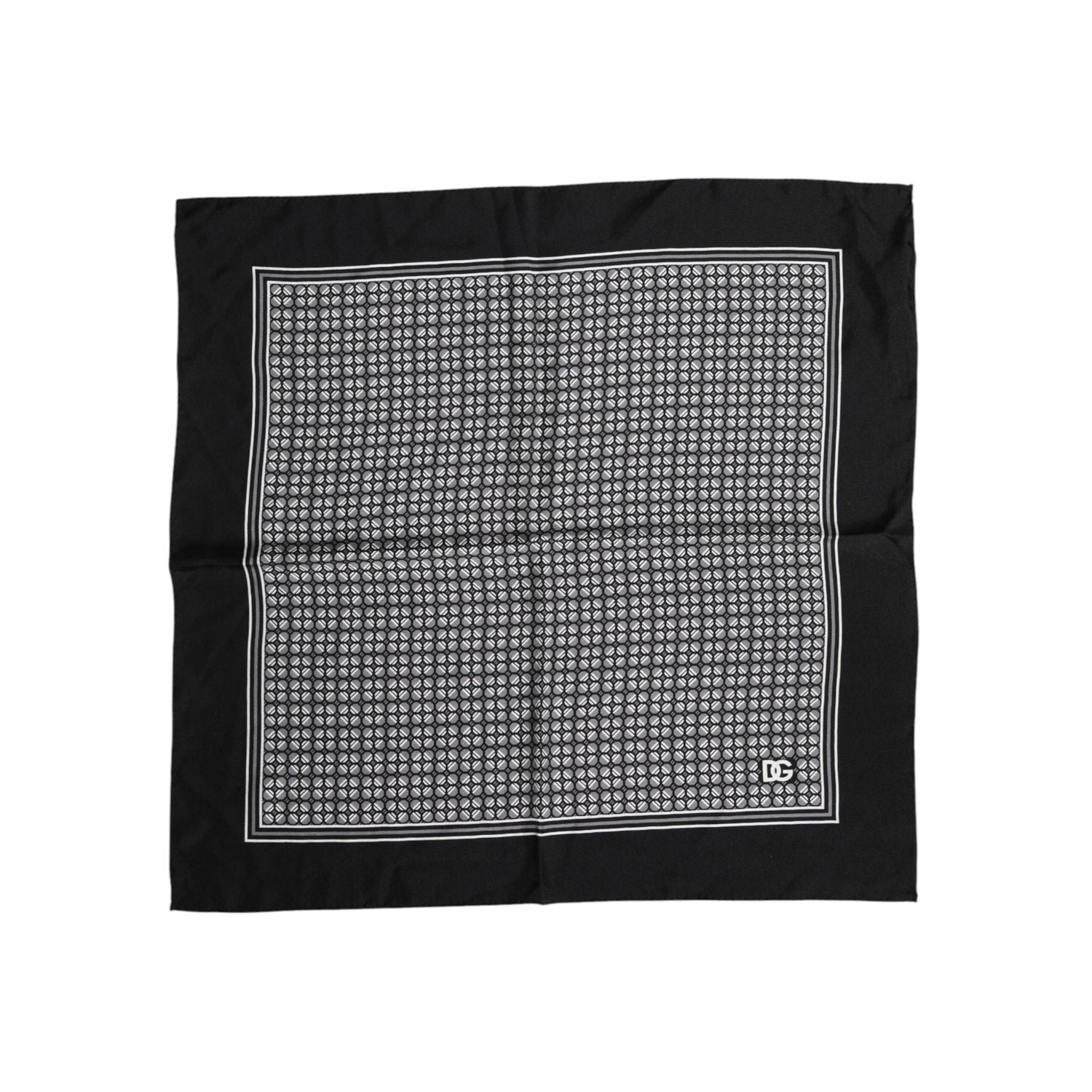 Dolce & Gabbana Black White Patterned Square Foulard Scarf