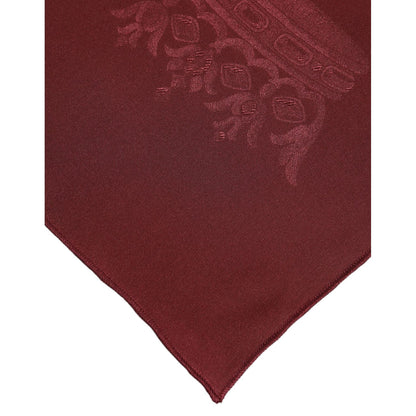 Dolce & Gabbana Maroon Silk Crown Square Men Foulard Scarf