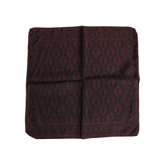 Dolce & Gabbana Maroon Black Printed Square Men Foulard Scarf MS7248