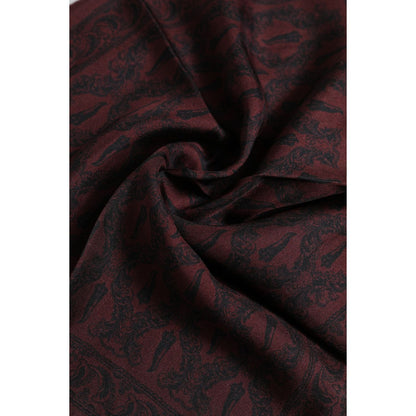 Dolce & Gabbana Maroon Black Printed Square Men Foulard Scarf
