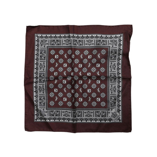 Dolce & Gabbana Bordeaux Bandana Silk Square Handkerchief Scarf MS7249