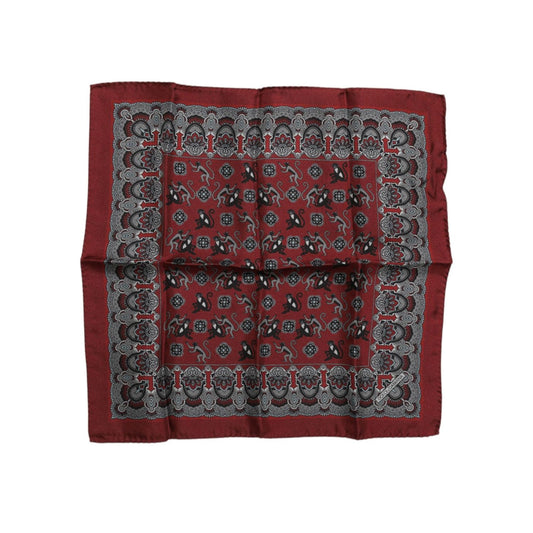 Dolce & Gabbana Maroon Monkey Print Silk Square Foulard Scarf MS7251