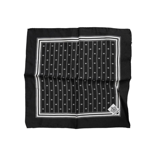 Dolce & Gabbana Black White Printed Silk Square Foulard Scarf MS7254