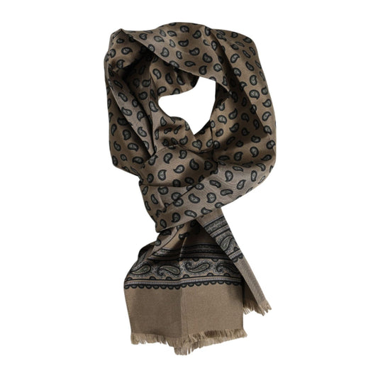 Dolce & Gabbana Brown Printed Neck Warmer Men Foulard Scarf MS7258