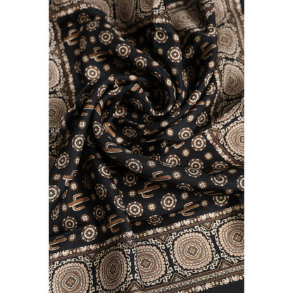 Dolce & Gabbana Black Brown Patterned Square Foulard Scarf