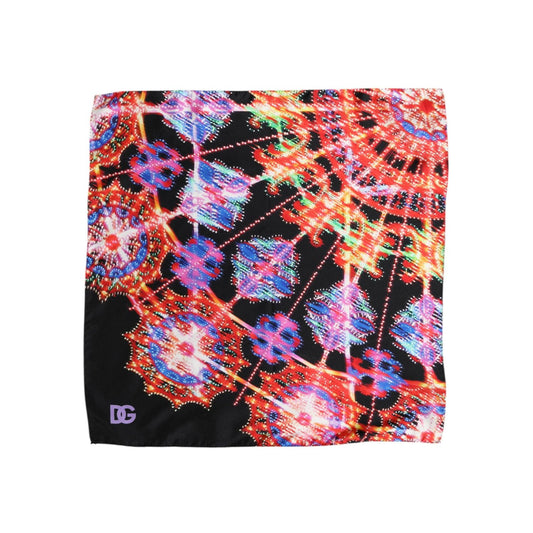Dolce & Gabbana Black Multicolor Print Square Foulard Scarf MS7311