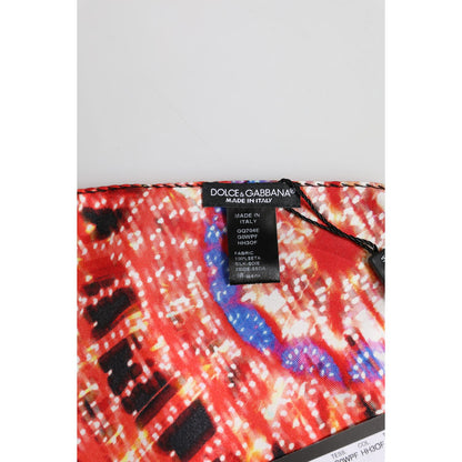 Dolce & Gabbana Black Multicolor Print Square Foulard Scarf