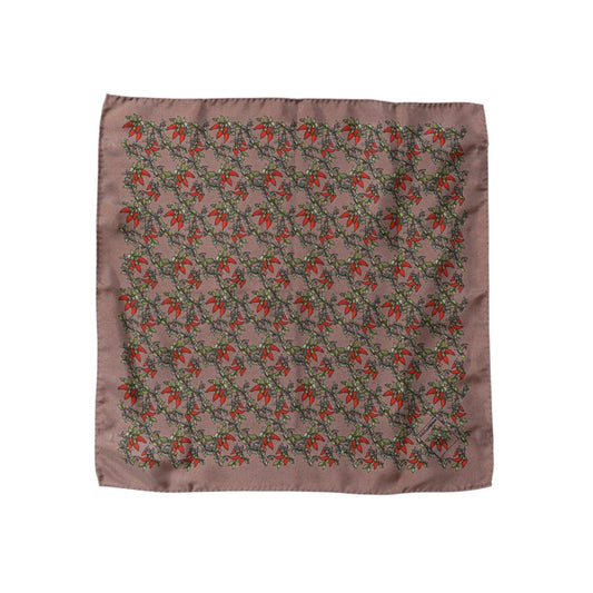 Dolce & Gabbana Brown Chilis Silk Square Men Foulard Scarf