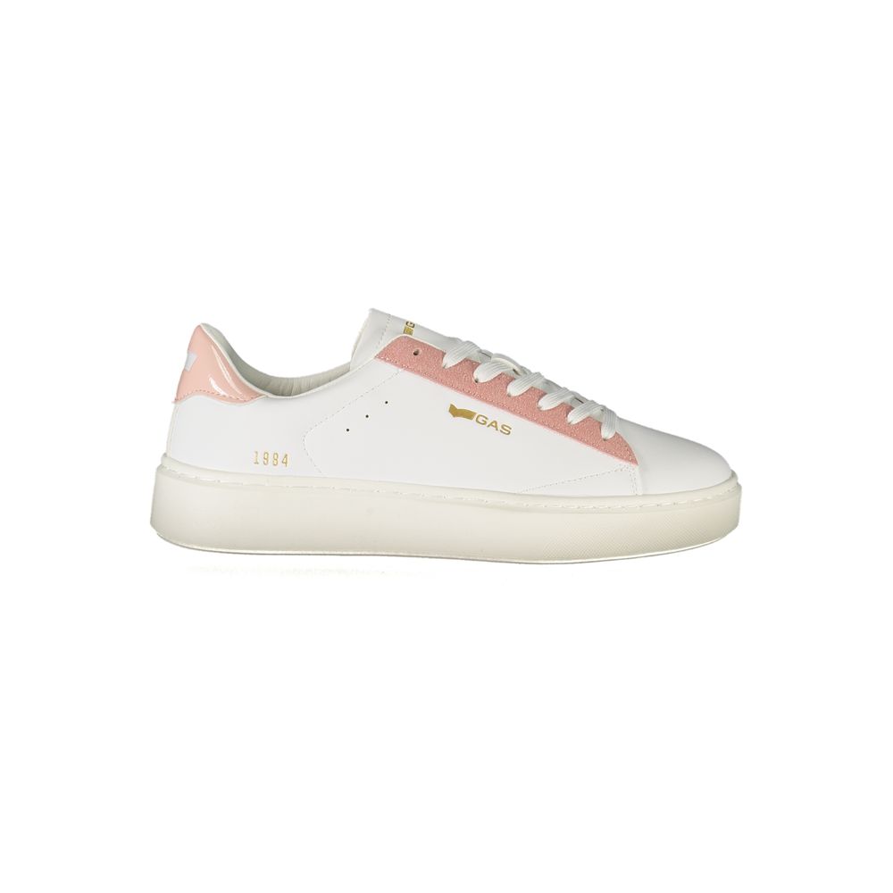 Gas White Polyester Women Sneaker with pink accents and chic print
