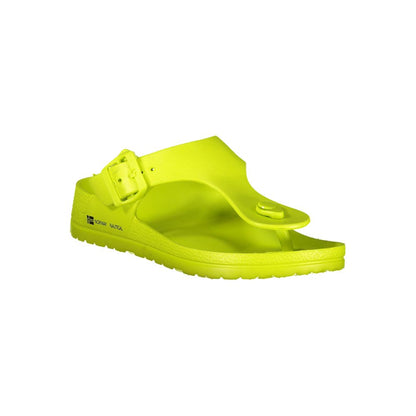 Norway 1963 Yellow Plastic Women Sandal with adjustable buckle and chic design, perfect for summer fashion, featuring iconic logo.